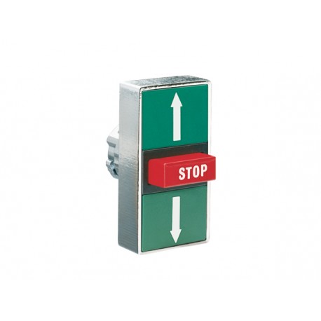 8LM2TB7355 LM2TB7355 LOVATO Pulsador Metálico Triple con símbolo ↑-STOP-↓ Verde/Rojo/Verde