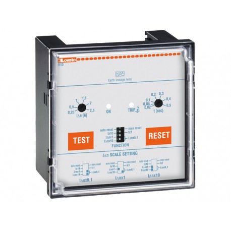 R1D48 LOVATO EARTH LEAKAGE RELAY WITH 1 OPERATION THRESHOLD, FLUSH MOUNT. EXTERNAL CT, 24-48VAC/DC