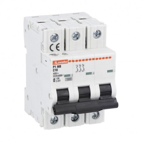P1MB3PC10 LOVATO LS-Schalter, 3P 10KA. 3 MODULE, CHARAKTERISTISCH C, 10A