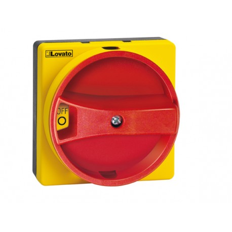 GAX61 LOVATO DOOR COUPLING HANDLE, PADLOCKABLE. RED/YELLOW, ROTATING, FOR GA...A, GA063 SA, GA...C AND GA.....