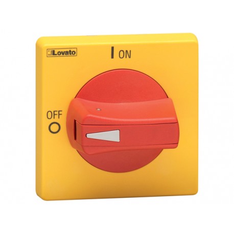 GAX64 LOVATO DOOR COUPLING HANDLE, PADLOCKABLE. RED/YELLOW, ROTATING, FOR GA...A, GA063 SA, AND GA...D. RING..