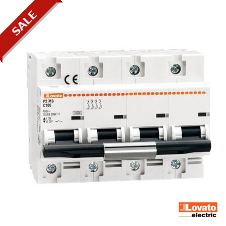 P2 MB 4P C100 P2MB4PC100 LOVATO ELECTRIC Interruttori automatici modulari, 1P, 2P, 3P e 4P 10KA, caratterist..