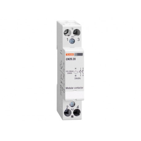 CN2011024 LOVATO MODULAR CONTACTOR, ONE OR TWO-POLE, 20A AC1, 24VAC/DC (1NO+1NC)