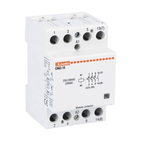 CN6310220 LOVATO Contactor modular Tripolar o tetrapolar 63A 220V AC/DC