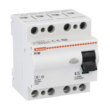 P1RC4P25A030 LOVATO Interruptor diferencial tipo A 4 Polos 25A 30mA