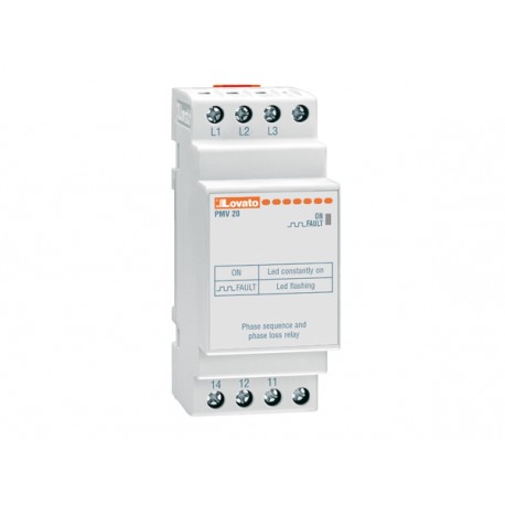 PMV20A600 LOVATO VOLTAGE MONITORING RELAY FOR THREE-PHASE SYSTEM, WITHOUT NEUTRAL, PHASE LOSS AND INCORRECT ..