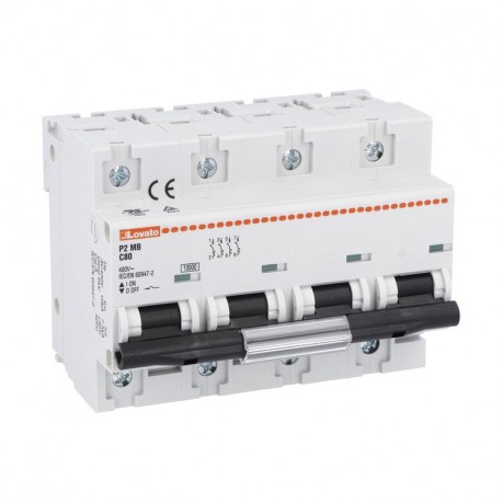 P2MB4PC080 LOVATO Interruptor Magnetotérmico Curva C 4 Polos 80A 10 kA