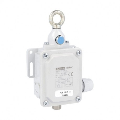 P2L151312 LOVATO Final de carrera De cable para parada emergencia con pulsador de rearme IP65 2 NA 2 NC