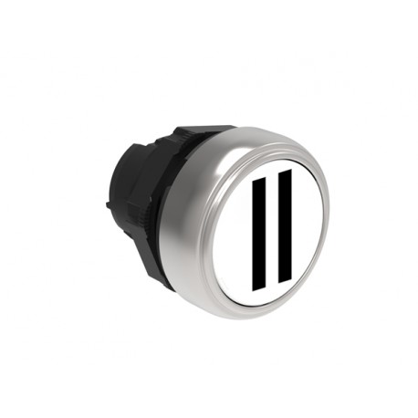 LPCB1128 LOVATO PUSHBUTTON ACTUATOR, SPRING RETURN, WITH SYMBOL Ø22MM PLATINUM SERIES, FLUSH, II / WHITE