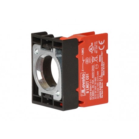 8LM2TE01 LM2TE01 LOVATO ELEMENTO DI CONTATTO Ø22MM SERIE 8LM, NC. ATTACCHI A VITE. CON BASE DI FISSAGGIO