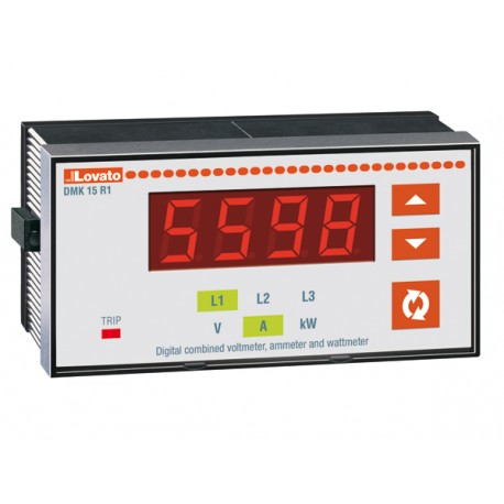 DMK15R1 LOVATO COMBINED VOLTMETER, AMMETER AND WATTMETER, THREE PHASE, 3 PHASE VOLTAGE VALUES, 3 PHASE TO PH..