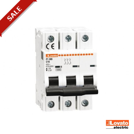 P1MB3PC63 LOVATO MINIATURA INTERRUTTORE, 3P 10KA. 3 moduli, caratteristica C, 63A
