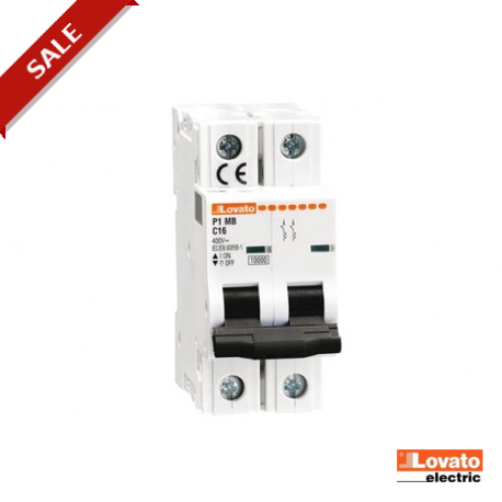 P1 MB 2P C10 P1MB2PC10 LOVATO ELECTRIC LS-Schalter, 2P 10KA. 2 Module, CHARAKTERISTISCH C, 10A