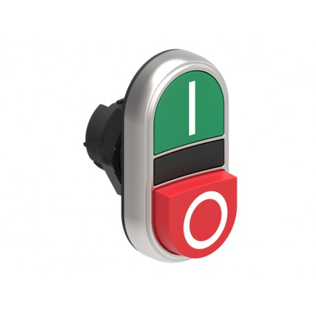 LPCB7223 LOVATO OPERATORE PULSANTE DOPPIO AD IMPULSO Ø22MM SERIE PLATINUM, CON 1 PULSANTE SPORGENTE E 1 RASA..