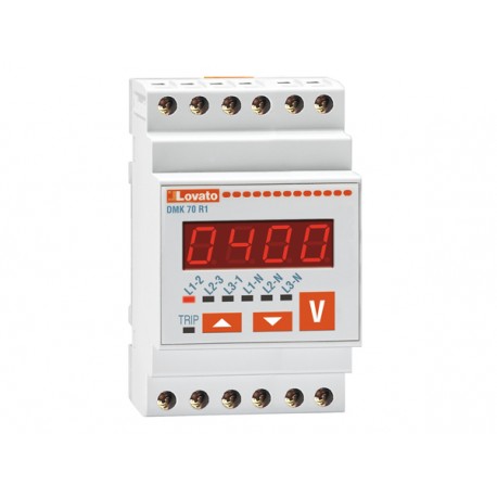 DMK70R1 LOVATO VOLTMETER, THREE PHASE, 3 PHASE VOLTAGE VALUES, 3 PHASE TO PHASE VOLTAGE VALUES, 3 MAX PHASE ..