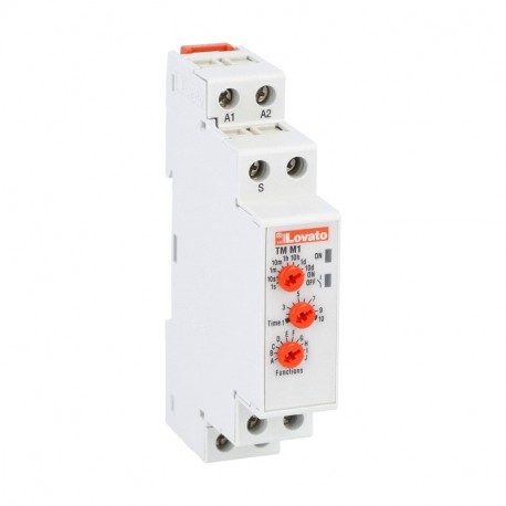 TMM1 LOVATO MULTIFUNCTION TIME RELAY. MULTISCALE. MULTIVOLTAGE. 1 RELAY OUTPUT, MODULAR VERSION, 12…240VAC/DC