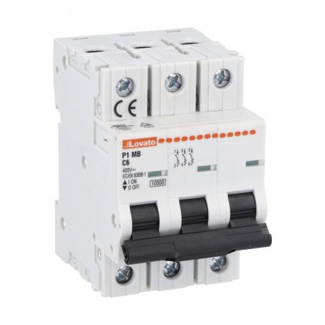 P1MB3PC02 LOVATO LS-Schalter, 3P 10KA. 3 MODULE Charakteristik C, 2A