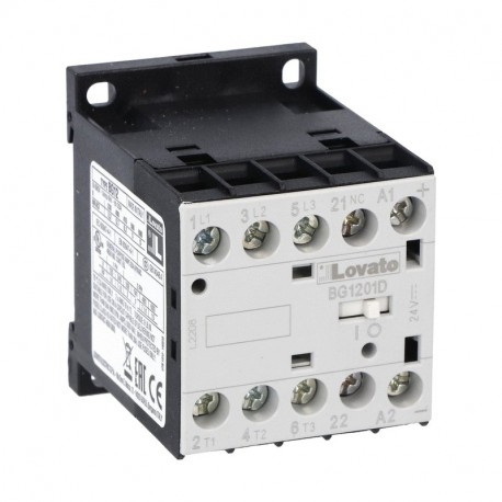 11BG1201D110 BG1201D110 LOVATO Minicontactor Tripolar 12A AC3 1 NC Bobina 110V DC