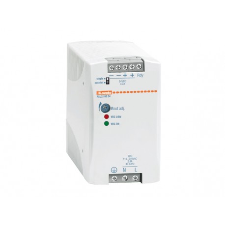 PSL210024 LOVATO ALIMENTATORE SWITCHING, ESECUZIONE PER FISSAGGIO SU GUIDA DIN, BIFASE. 24VDC, 4,2A / 100W