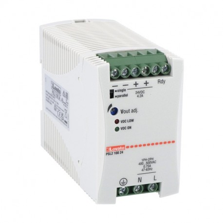 PSL210024 LOVATO Fuente de Alimentación Bifásica ( Entrada L- L 340 ~ 575 VAC ) 4,2A 24VDC