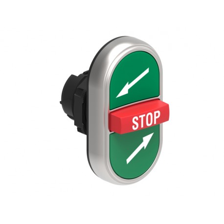 LPCB7375 LOVATO Pulsador Platinum Triple con símbolo →-STOP-← Verde/Rojo/Verde