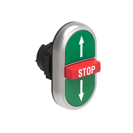 LPCB7355 LOVATO Pulsador Platinum Triple con símbolo ↑-STOP-↓ Verde/Rojo/Verde