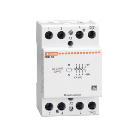 CN4001220 LOVATO CONTATTORE MODULARE, TRIPOLARE O QUADRIPOLARE, 40A AC1, 220…230VAC (4NA)