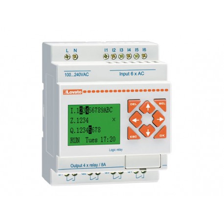LRD10RA240 LOVATO MICRO PLCS, BASE MODULE, AUXILIARY SUPPLY VOLTAGE 100-240VAC, 6/4 RELAY