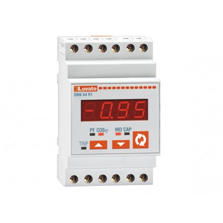 DMK84R1 LOVATO COSPHI METER, SINGLE PHASE, 1 COSPHI VALUE, 1 POWER FACTOR VALUE. RELAY OUTPUT WITH CONTROL A..