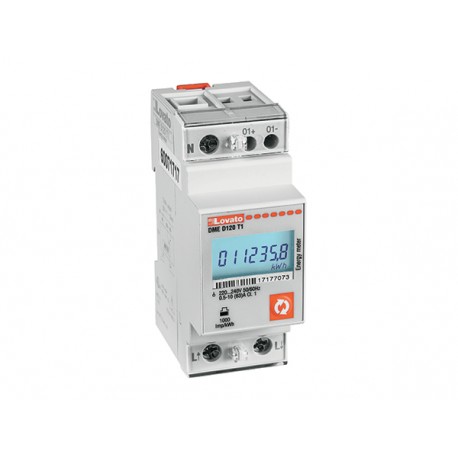 DMED120T1MID LOVATO ENERGY METER, SINGLE PHASE, MID CERTIFIED, NON EXPANDABLE, 63A DIRECT CONNECTION, 2U, 1 ..