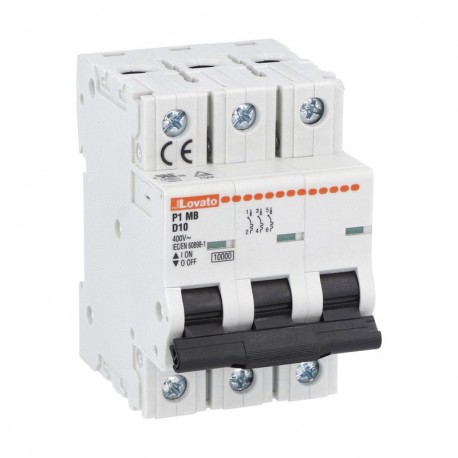 P1MB3PD25 LOVATO INTERRUTTORE MAGNETOTERMICO, 3P 10KA. 3 MODULI, CARATTERISTICA D, 25A