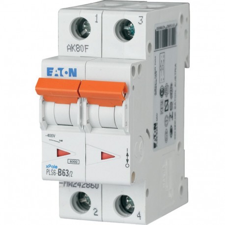 PLS6-B63/2-MW 242860 Y7-242860 EATON ELECTRIC Interruttore protettore, 63A, 2p, curva caratteristica B