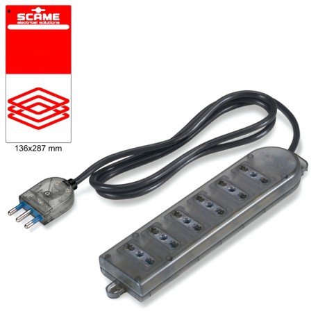 999.10225CF SCAME PRESA SESTUPLA FUME 16A BIVALENTE C/CAVO