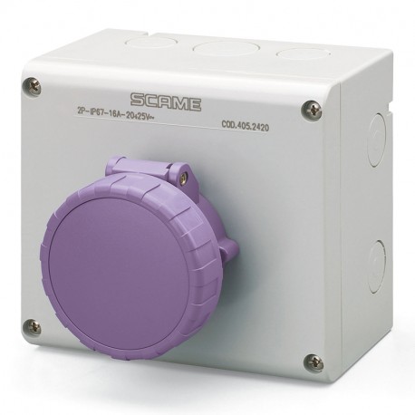 505.2420 SCAME BASE ENCLAV. MEC. 2P IP67 16A 20-25V AC
