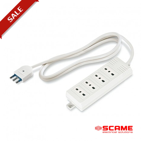 164.223/C SCAME OUTLET SOCKET 4P DUAL USE W/CABLE WHITE