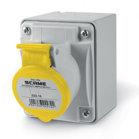 522.1651 SCAME SOCKET OUTLET 3P+E IP44 16A 4h 100-130V