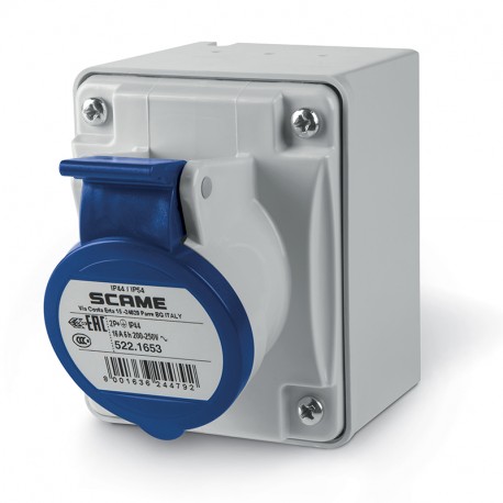 522.1653 SCAME BASE 2P+T IP44 16A 6h 200-250V AC 50Hz