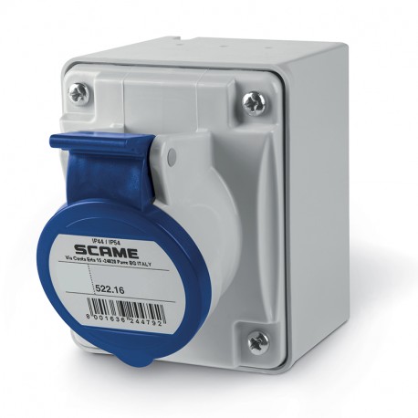 522.1654 SCAME BASE 3P+T IP44 16A 9h 200-250V AC 50Hz