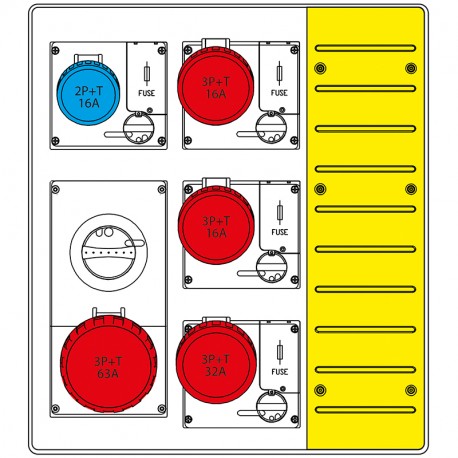 657.5035-039 SCAME Mbox3 s/porta pr.OMNIA c/fus+63A morset.