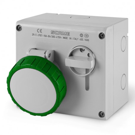505.M16862 SCAME INTERLOCKED SOCKET 3P+E IP67 16A 2h 50V