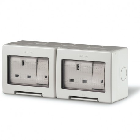 136.5126-413 SCAME UNIBOX ENCL.IP55+2 BS-BUCHSE+2-SWITCHES