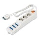 160.230/C SCAME 3-OUTLET-BUCHSE-DUAL-USE-KABEL UND-STECKER