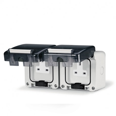 137.6002 SCAME Twin UNO-Sw-STECKDOSE BS1363 13A 195x95