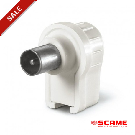 180.058/CEI SCAME 90°ANGLED COAXIAL CABLE PLUG 9,5 WHITE