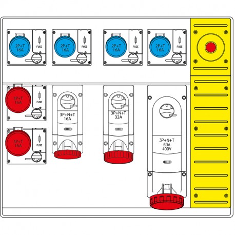658.6959-160 SCAME Mbox5 morsettiera+emergenza prese c/fus.