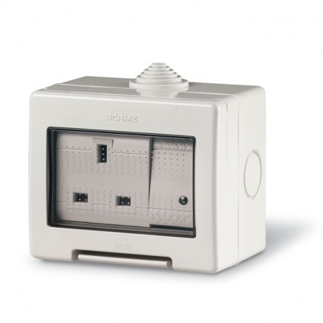 136.5123-411 SCAME UNIBOX ENCL.IP55 3-MOD+SCHALTER+FR. BUCHSE