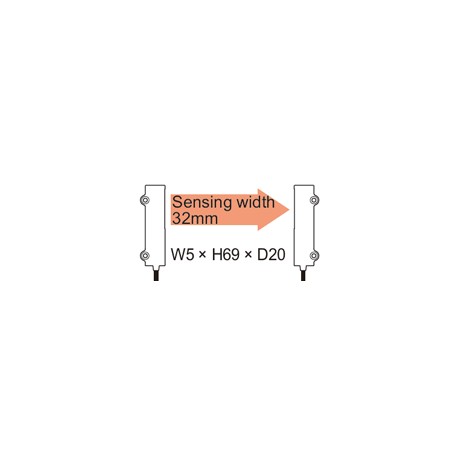 UFTA32 FT-A32 PANASONIC Faser (thru-beam, breitstrahlend type, 5 x 69 x 20mm, side sensing, Biegeradius R2, ..