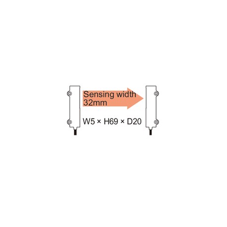 FT-A32W PANASONIC Fibre (thru-beam, large de type poutre, 5 x 69 x 20 mm, côté de détection, le rayon de cou..