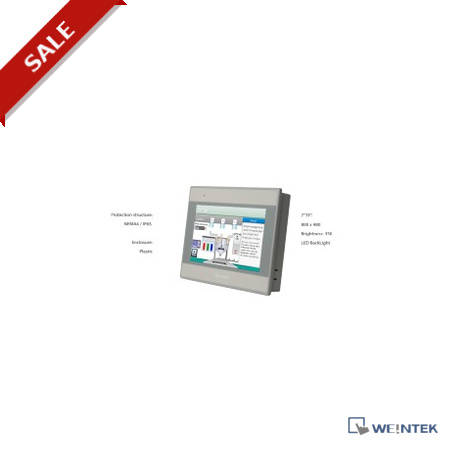 MT8070IE WEINTEC Écran tactile 7" TFT, 800 x 480 px, 16.7 M de couleurs, 128 ROM/RAM, RISC Cortex A8 32 bits..
