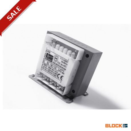 EL 7,5/12 BLOCK Sécurité transformateur d'isolement de type ouvert, pour le câblage, PRI 230 V, SEC 7,5 à 10..